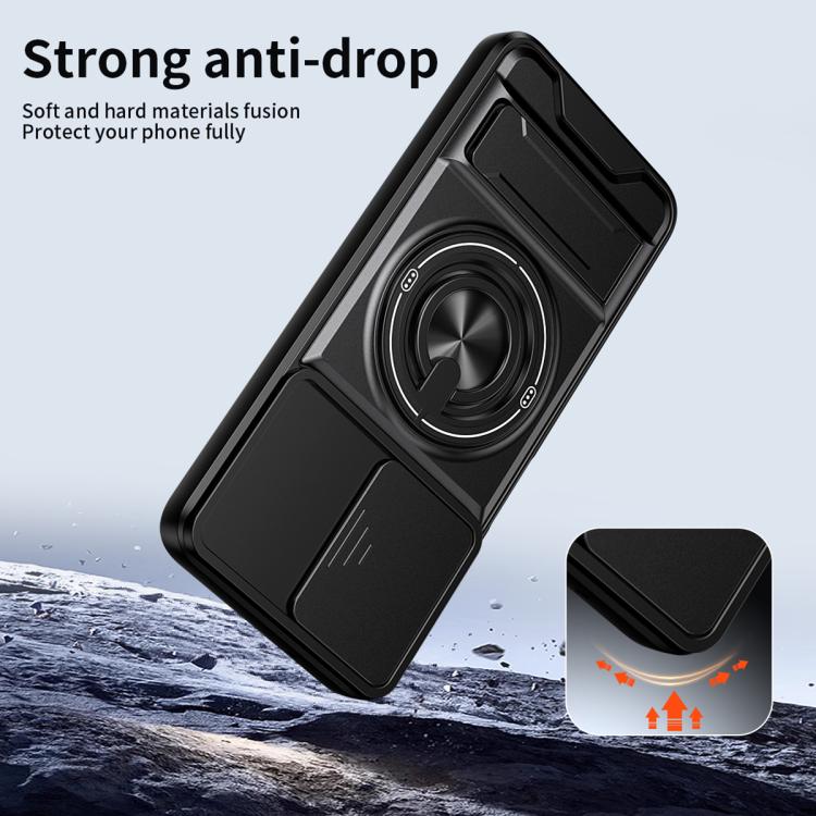 For Motorola Moto G34 5G Lens Sliding Window Multifunctional Magnetic Shockproof Phone Case