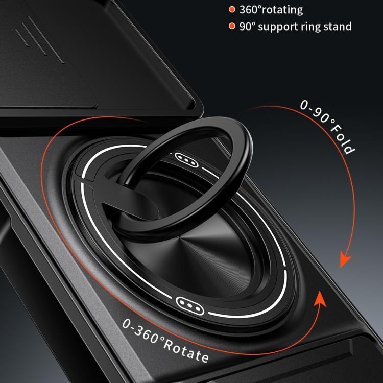 For Motorola Moto G34 5G Lens Sliding Window Multifunctional Magnetic Shockproof Phone Case
