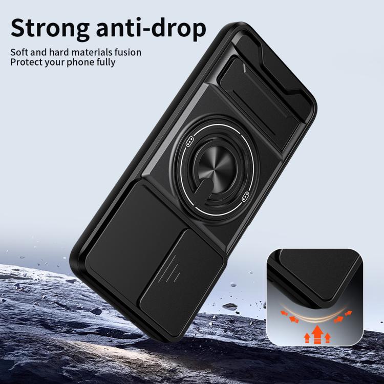 For Motorola Moto G35 5G Lens Sliding Window Multifunctional Magnetic Shockproof Phone Case