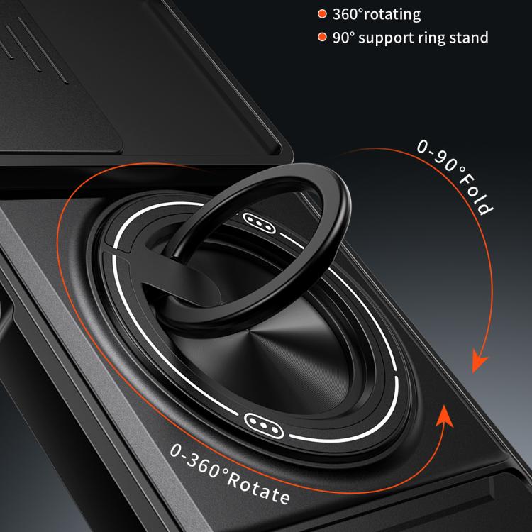 For Motorola Moto G35 5G Lens Sliding Window Multifunctional Magnetic Shockproof Phone Case