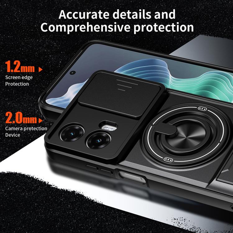 For Motorola Moto G35 5G Lens Sliding Window Multifunctional Magnetic Shockproof Phone Case