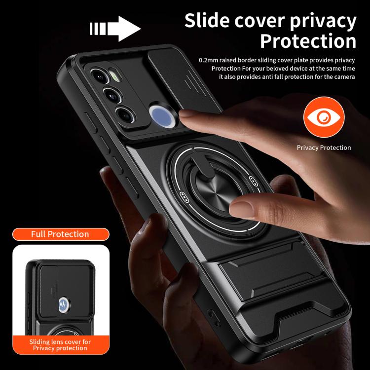 For Motorola Moto G60 Lens Sliding Window Multifunctional Magnetic Shockproof Phone Case