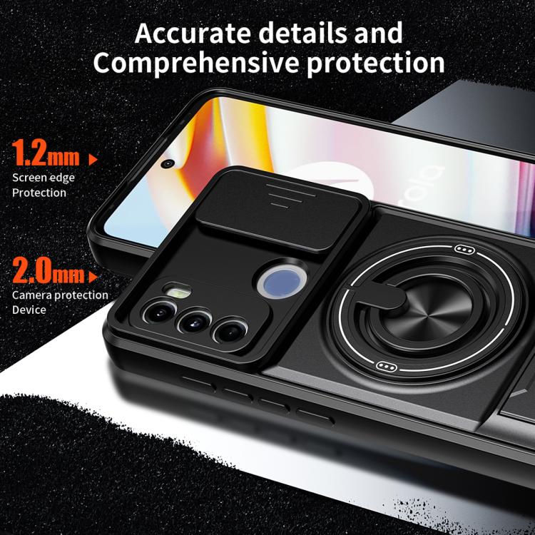 For Motorola Moto G60 Lens Sliding Window Multifunctional Magnetic Shockproof Phone Case