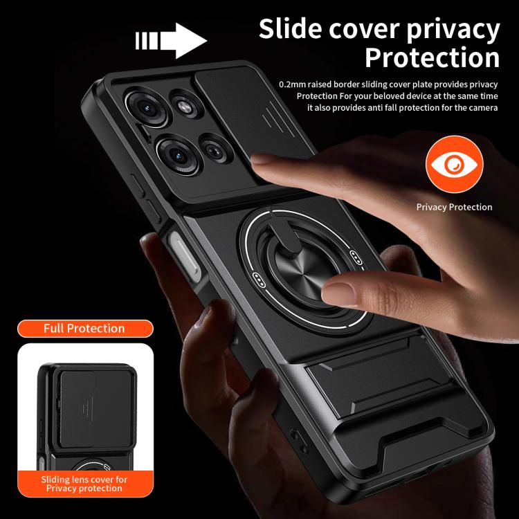 For Motorola Moto G75 5G Lens Sliding Window Multifunctional Magnetic Shockproof Phone Case