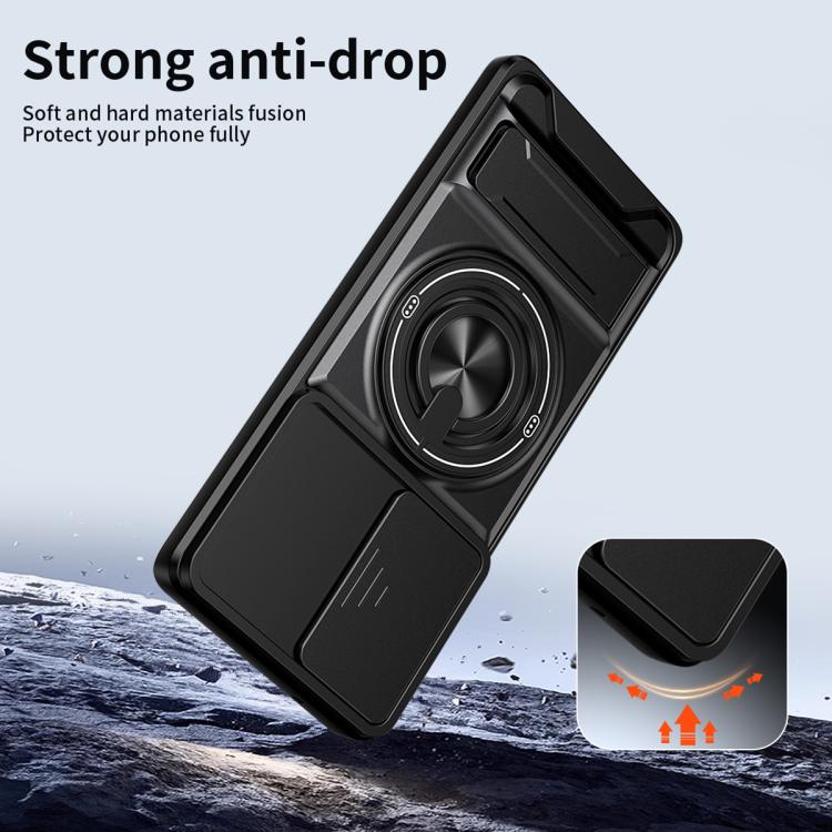 For Motorola Moto G85 Lens Sliding Window Multifunctional Magnetic Shockproof Phone Case