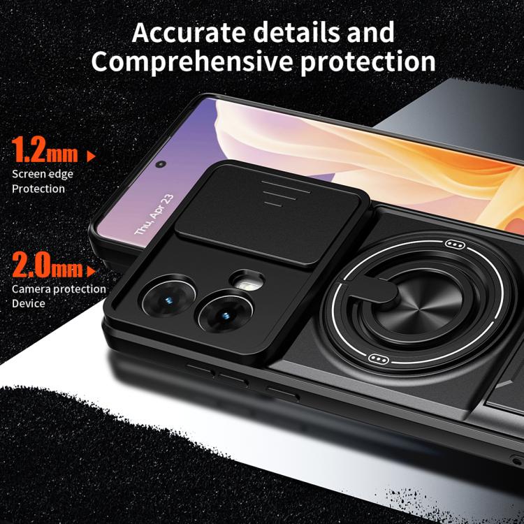 For Motorola Moto G85 Lens Sliding Window Multifunctional Magnetic Shockproof Phone Case