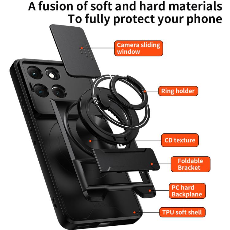 For Motorola Moto G86 Power 5G Lens Sliding Window Multifunctional Magnetic Shockproof Phone Case