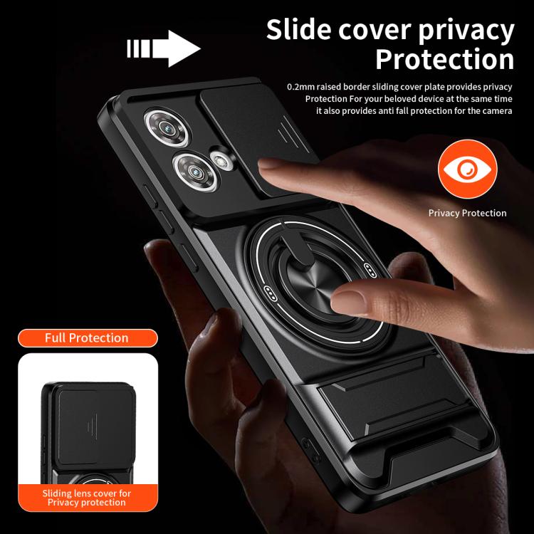 For Motorola Edge 40 Neo 5G Lens Sliding Window Multifunctional Magnetic Shockproof Phone Case