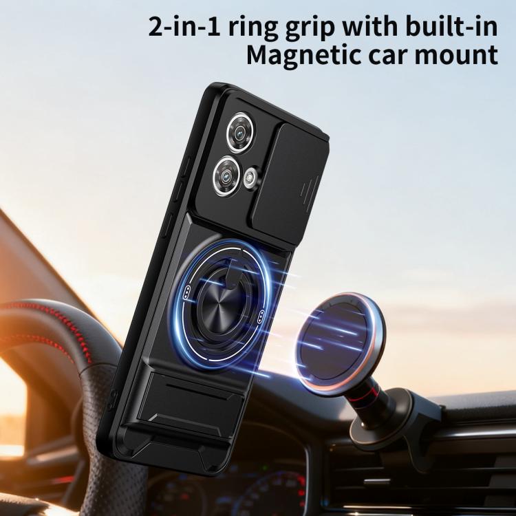 For Motorola Edge 40 Neo 5G Lens Sliding Window Multifunctional Magnetic Shockproof Phone Case
