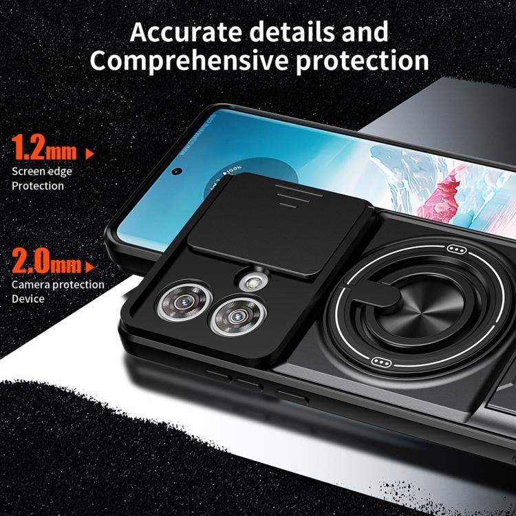 For Motorola Edge 40 Neo 5G Lens Sliding Window Multifunctional Magnetic Shockproof Phone Case