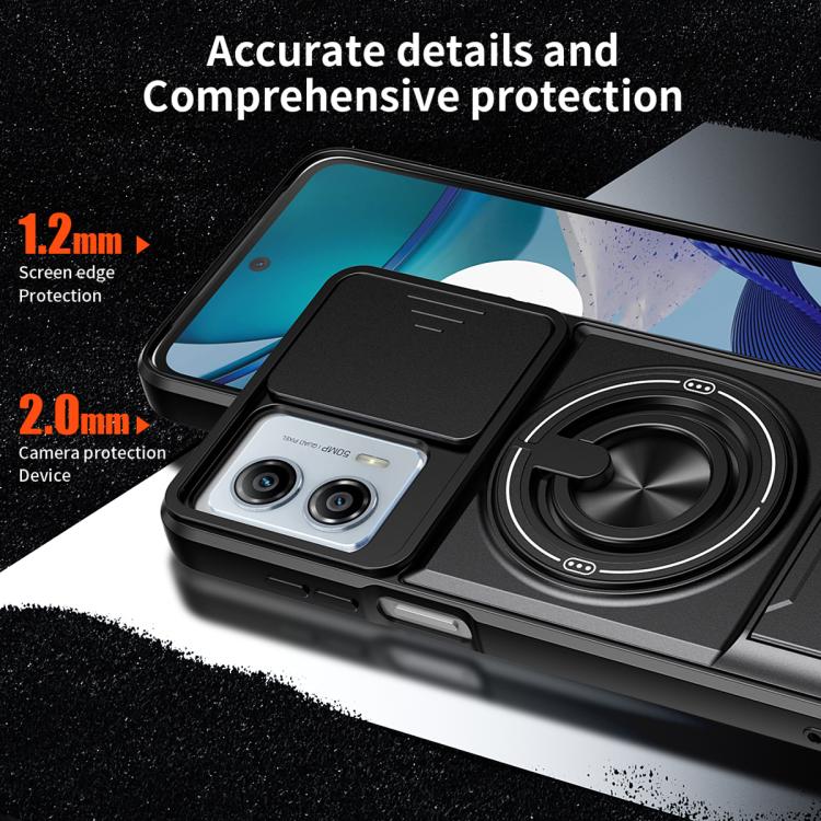 For Motorola Moto G53 5G Lens Sliding Window Multifunctional Magnetic Shockproof Phone Case