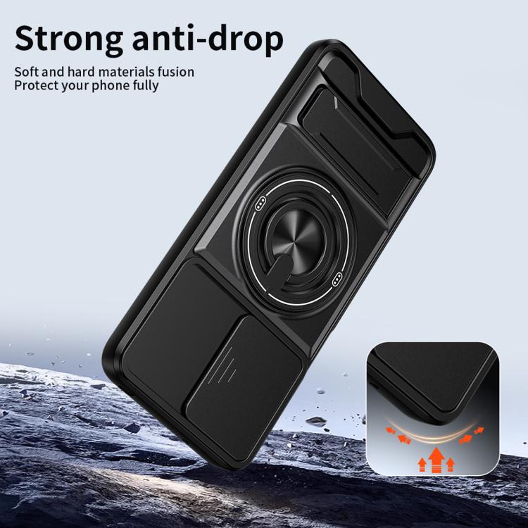 For Motorola Moto G53 5G Lens Sliding Window Multifunctional Magnetic Shockproof Phone Case