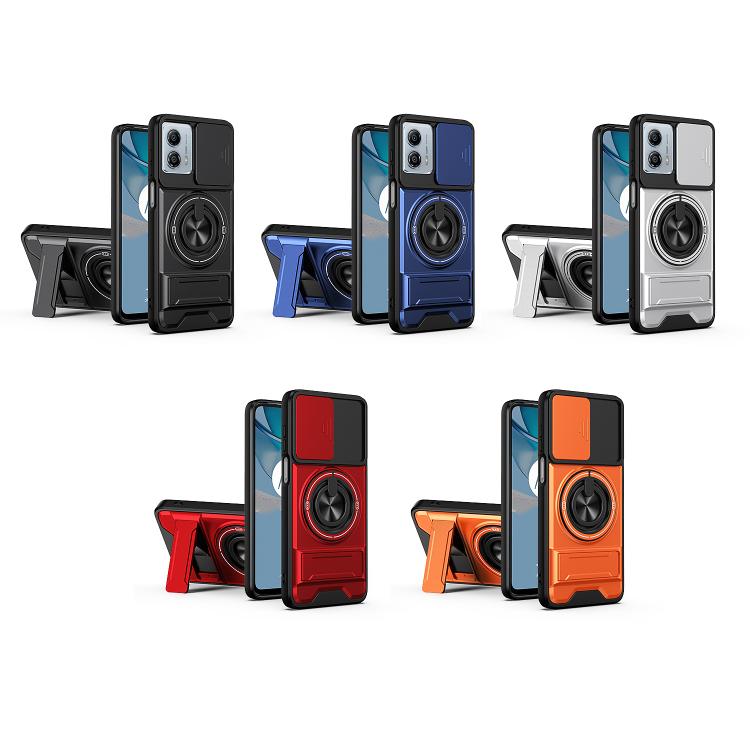 For Motorola Moto G53 5G Lens Sliding Window Multifunctional Magnetic Shockproof Phone Case