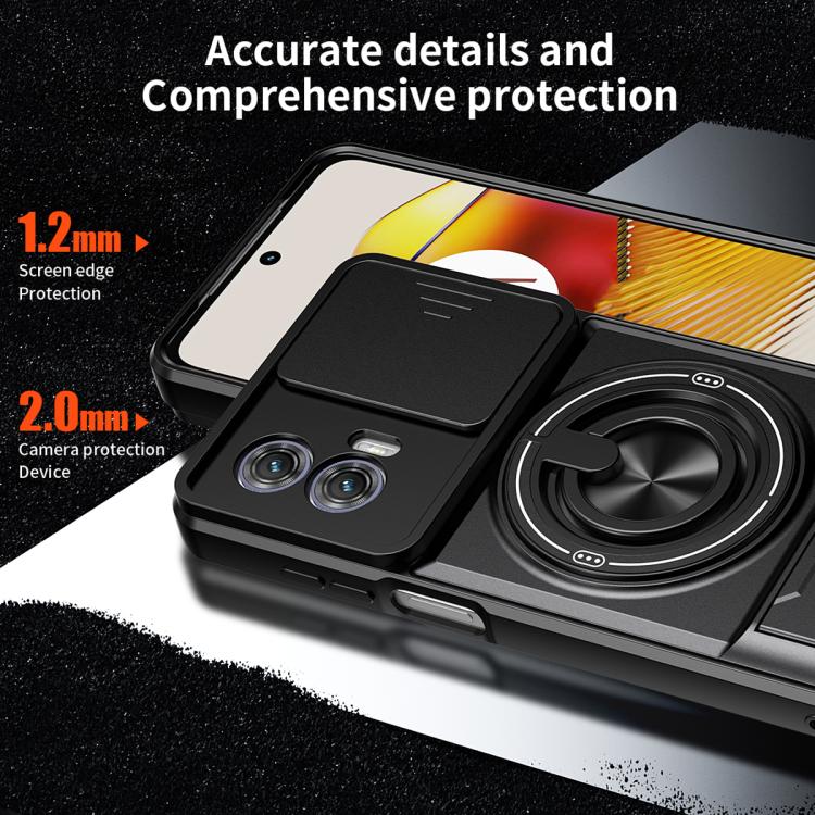 For Motorola Moto G73 5G Lens Sliding Window Multifunctional Magnetic Shockproof Phone Case