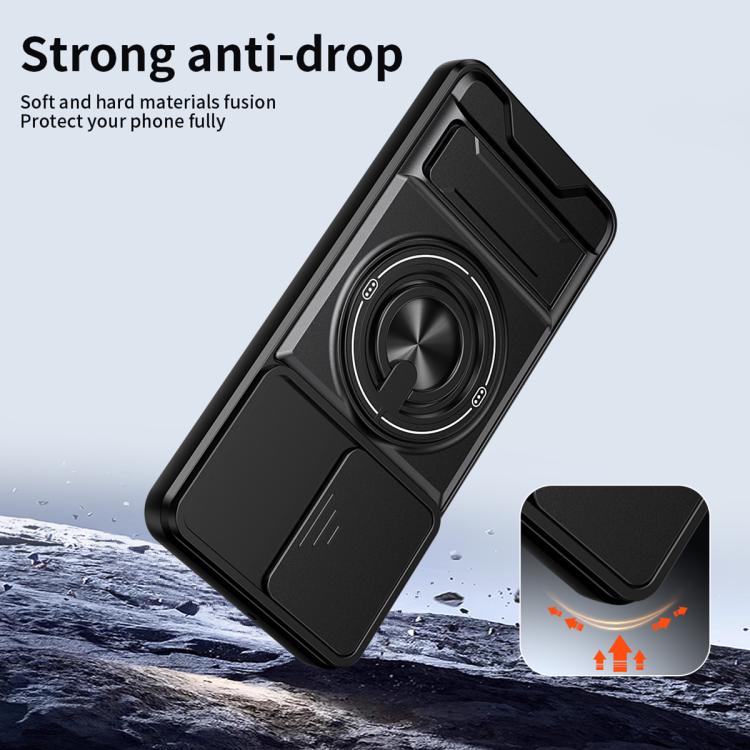 For Motorola Moto G73 5G Lens Sliding Window Multifunctional Magnetic Shockproof Phone Case