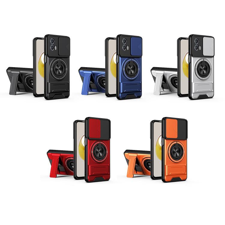 For Motorola Moto G73 5G Lens Sliding Window Multifunctional Magnetic Shockproof Phone Case