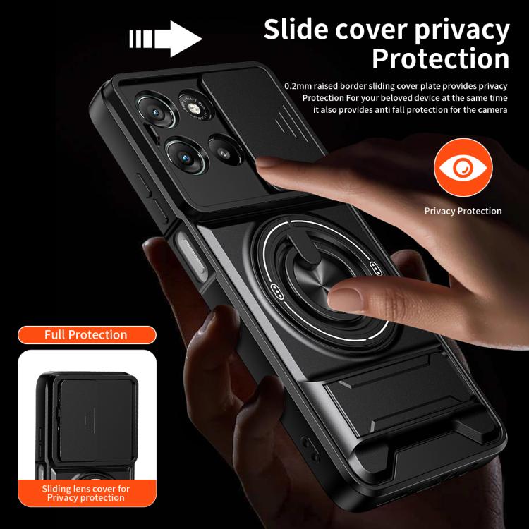 For Motorola Moto G67 Power 5G Lens Sliding Window Multifunctional Magnetic Shockproof Phone Case