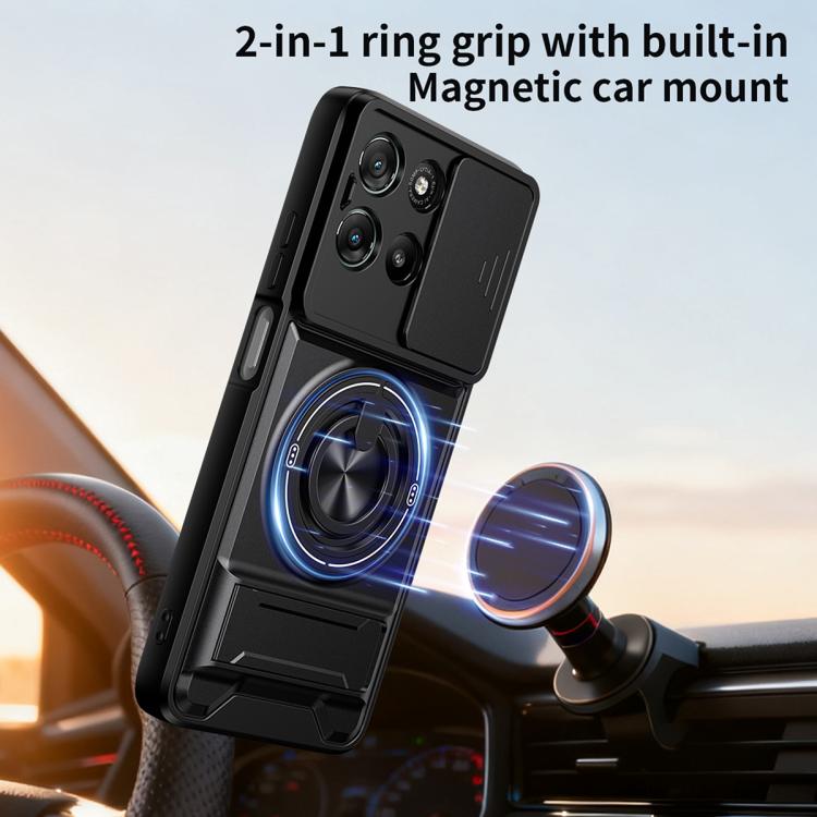 For Motorola Moto G67 Power 5G Lens Sliding Window Multifunctional Magnetic Shockproof Phone Case
