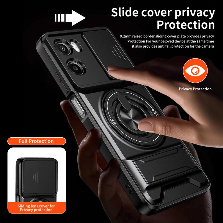 For Motorola Moto G05 4G Lens Sliding Window Multifunctional Magnetic Shockproof Phone Case