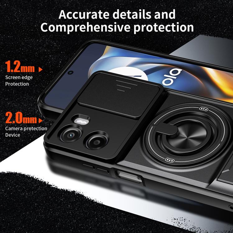 For Motorola Moto G05 4G Lens Sliding Window Multifunctional Magnetic Shockproof Phone Case