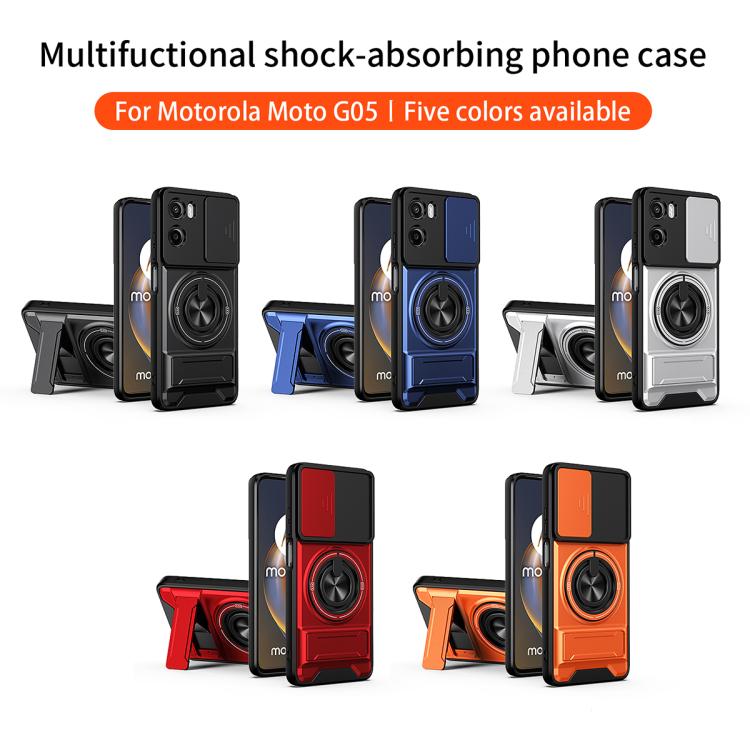 For Motorola Moto G05 4G Lens Sliding Window Multifunctional Magnetic Shockproof Phone Case