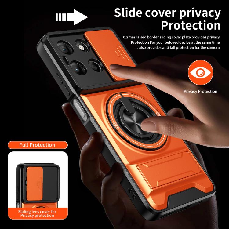 For Motorola Moto G15 4G Lens Sliding Window Multifunctional Magnetic Shockproof Phone Case