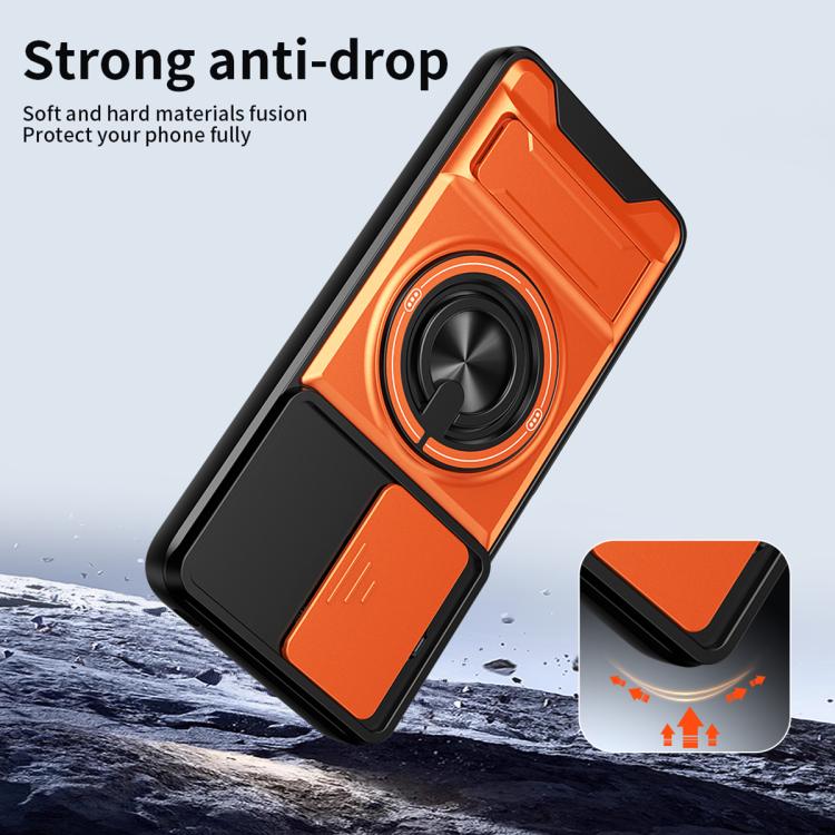 For Motorola Moto G15 4G Lens Sliding Window Multifunctional Magnetic Shockproof Phone Case