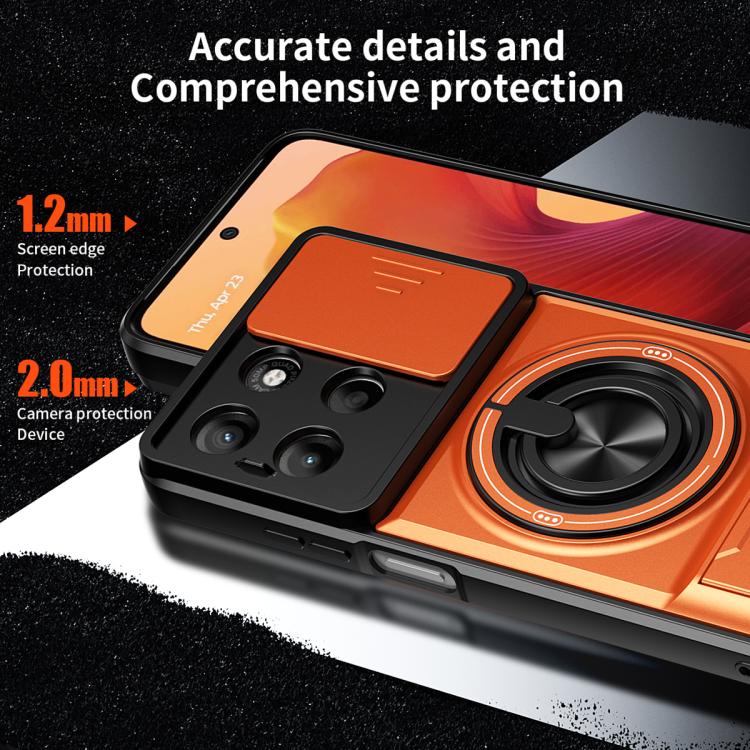 For Motorola Moto G15 4G Lens Sliding Window Multifunctional Magnetic Shockproof Phone Case
