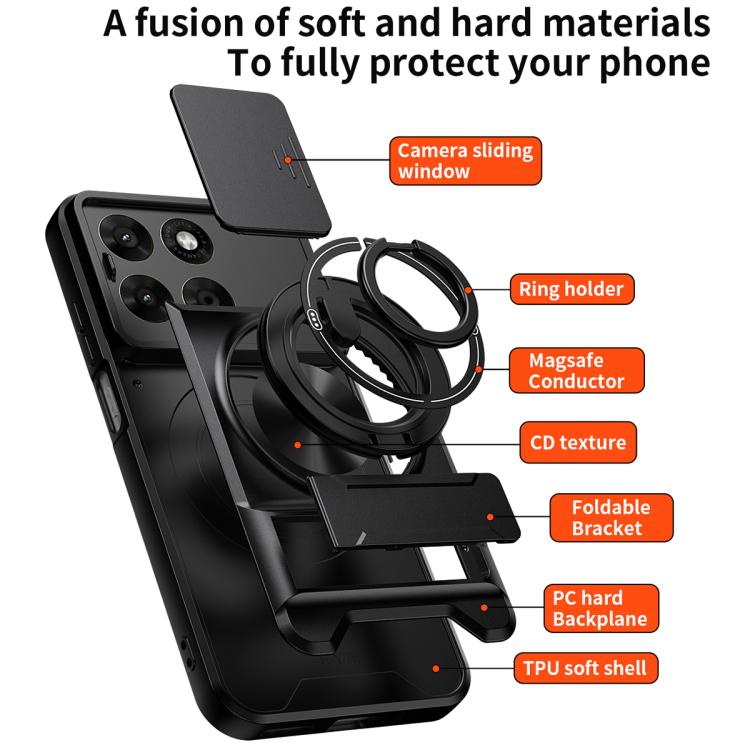 For Motorola Moto G67 5G Lens Sliding Window Multifunctional Magnetic Shockproof Phone Case