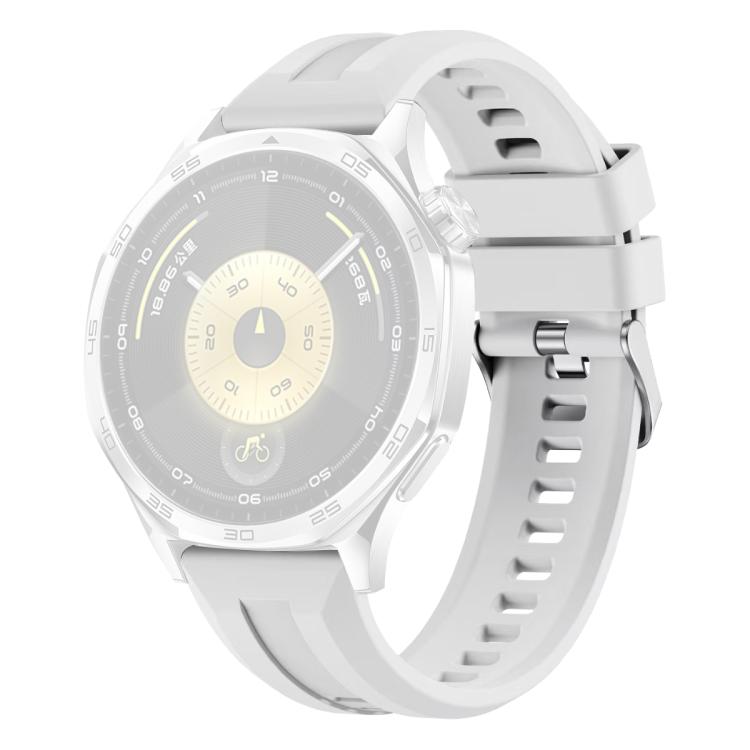 For Huawei Watch GT 6 / 5 / 4 / 3 46mm xDfind Silver Buckle Solid Color Silicone Watch Band