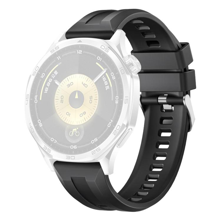 For Huawei Watch GT 6 / 5 / 4 / 3 46mm xDfind Silver Buckle Solid Color Silicone Watch Band