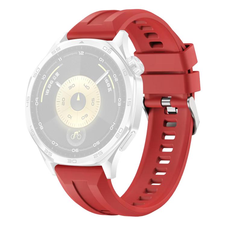 For Huawei Watch GT 6 / 5 / 4 / 3 46mm xDfind Silver Buckle Solid Color Silicone Watch Band