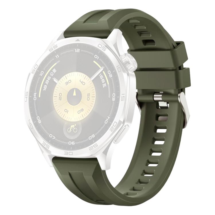 For Huawei Watch GT 6 / 5 / 4 / 3 46mm xDfind Silver Buckle Solid Color Silicone Watch Band