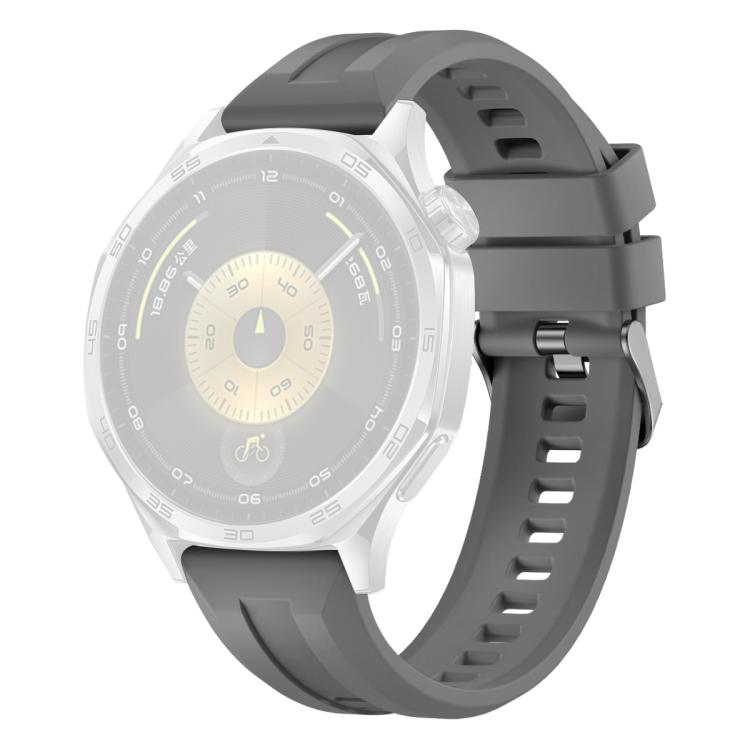 For Huawei Watch GT 6 / 5 / 4 / 3 46mm xDfind Silver Buckle Solid Color Silicone Watch Band