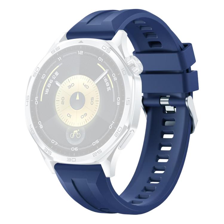 For Huawei Watch GT 6 / 5 / 4 / 3 46mm xDfind Silver Buckle Solid Color Silicone Watch Band