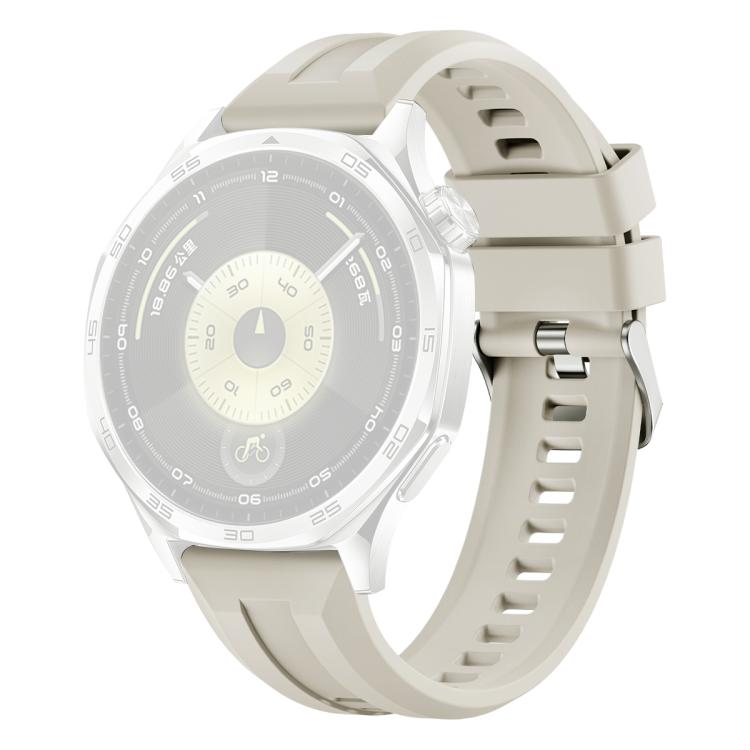 For Huawei Watch GT 6 / 5 / 4 / 3 46mm xDfind Silver Buckle Solid Color Silicone Watch Band