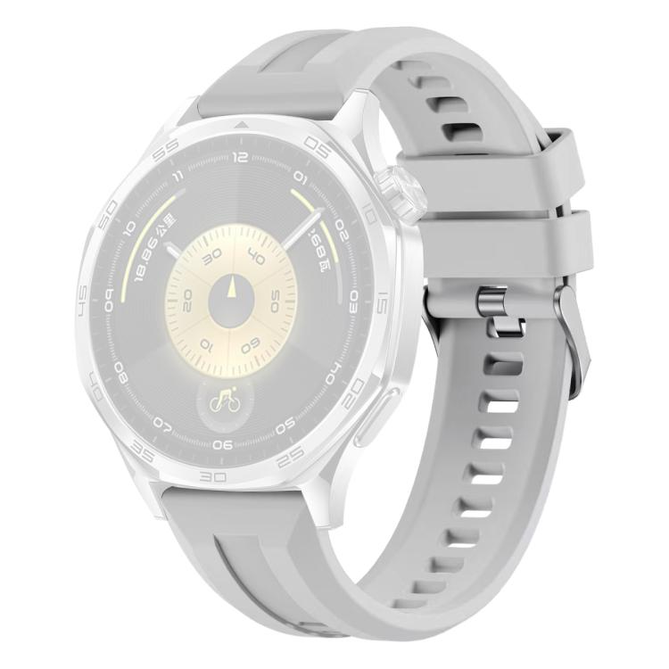 For Huawei Watch GT 6 / 5 / 4 / 3 46mm xDfind Silver Buckle Solid Color Silicone Watch Band