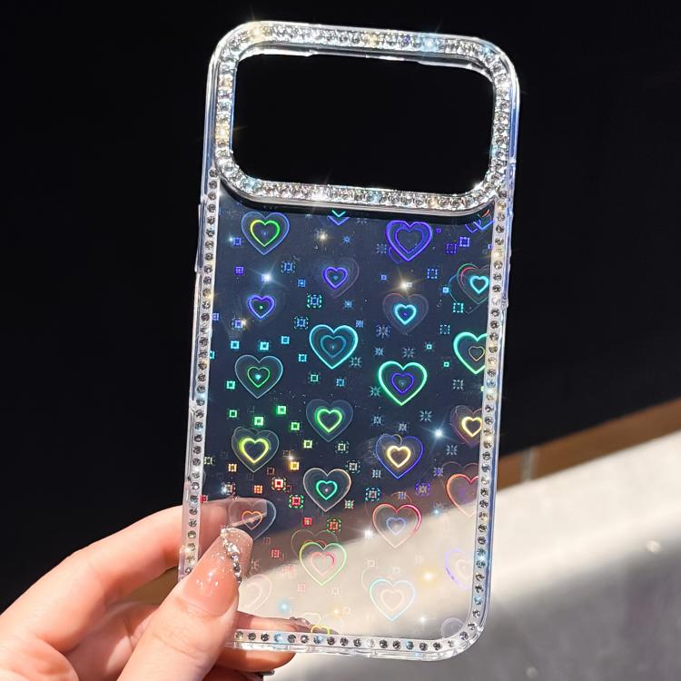 For iPhone 16 Rhinestone Dual-side IMD PC Hybrid TPU Phone Case