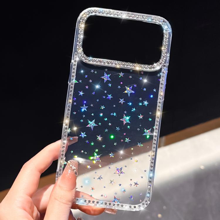 For iPhone 13 Pro Max Rhinestone Dual-side IMD PC Hybrid TPU Phone Case