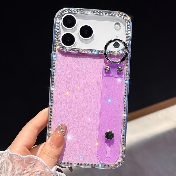 For iPhone Air Rhinestone Glitter Wristband Holder Phone Case