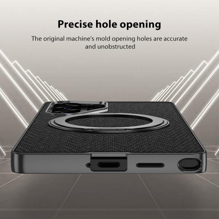 For Samsung Galaxy S26 Ultra 5G GKK Metal Paint Skin Feel Fabric Texture Leather Phone Case With Magnetic Rotating Holder, Not Included Pen