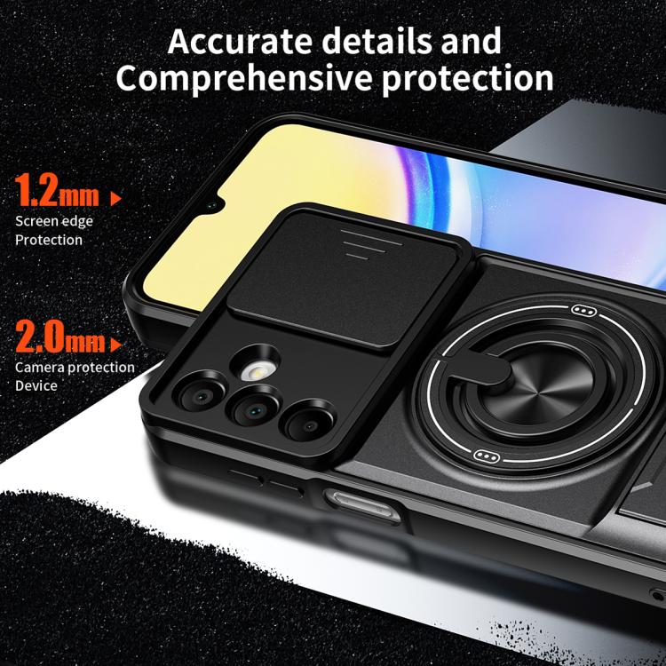 For Samsung Galaxy A15 5G Lens Sliding Window Multifunctional Magnetic Shockproof Phone Case