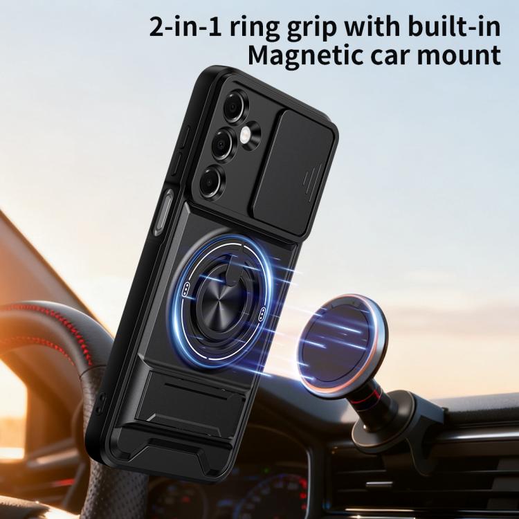 For Samsung Galaxy A16 5G Lens Sliding Window Multifunctional Magnetic Shockproof Phone Case