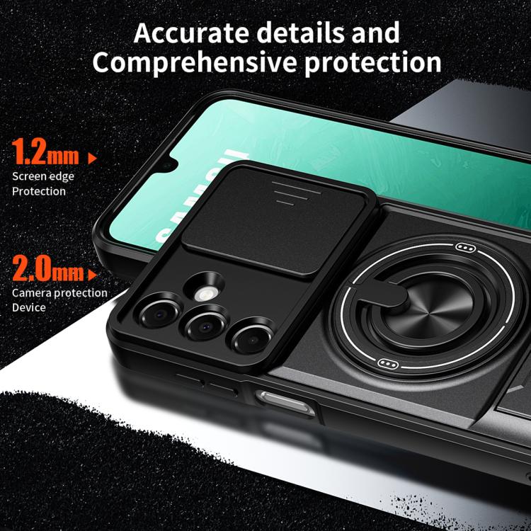 For Samsung Galaxy A16 5G Lens Sliding Window Multifunctional Magnetic Shockproof Phone Case