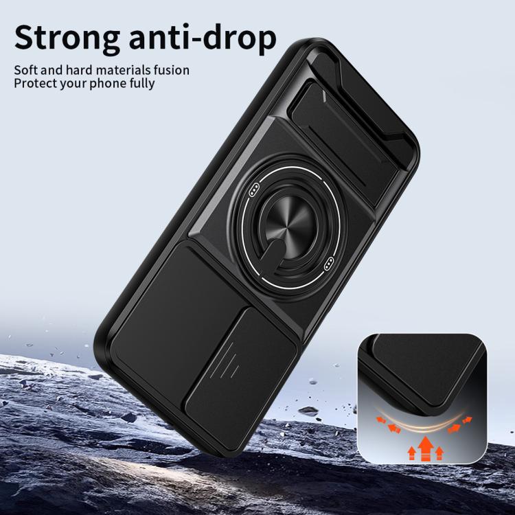 For Samsung Galaxy A25 5G Lens Sliding Window Multifunctional Magnetic Shockproof Phone Case