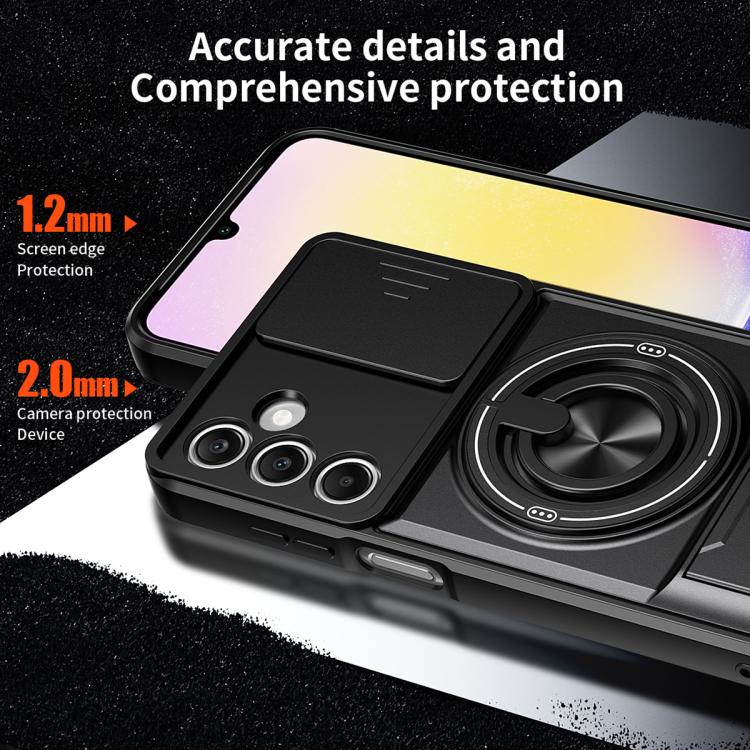 For Samsung Galaxy A25 5G Lens Sliding Window Multifunctional Magnetic Shockproof Phone Case