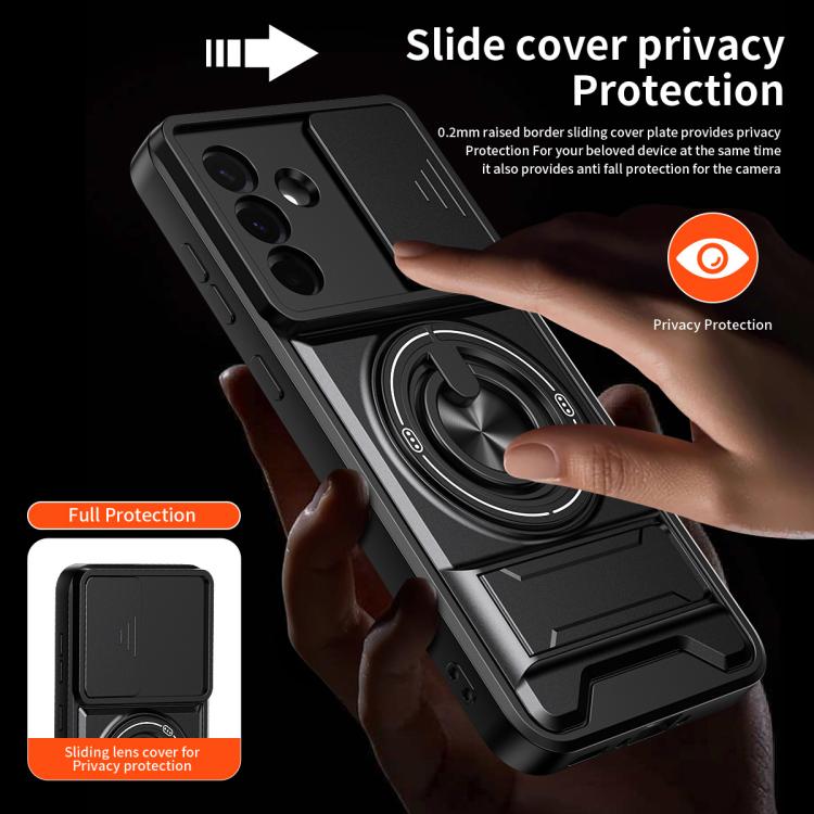 For Samsung Galaxy A36 5G Lens Sliding Window Multifunctional Magnetic Shockproof Phone Case