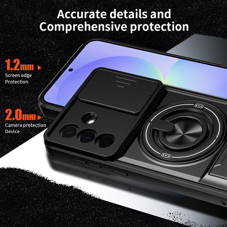 For Samsung Galaxy A36 5G Lens Sliding Window Multifunctional Magnetic Shockproof Phone Case