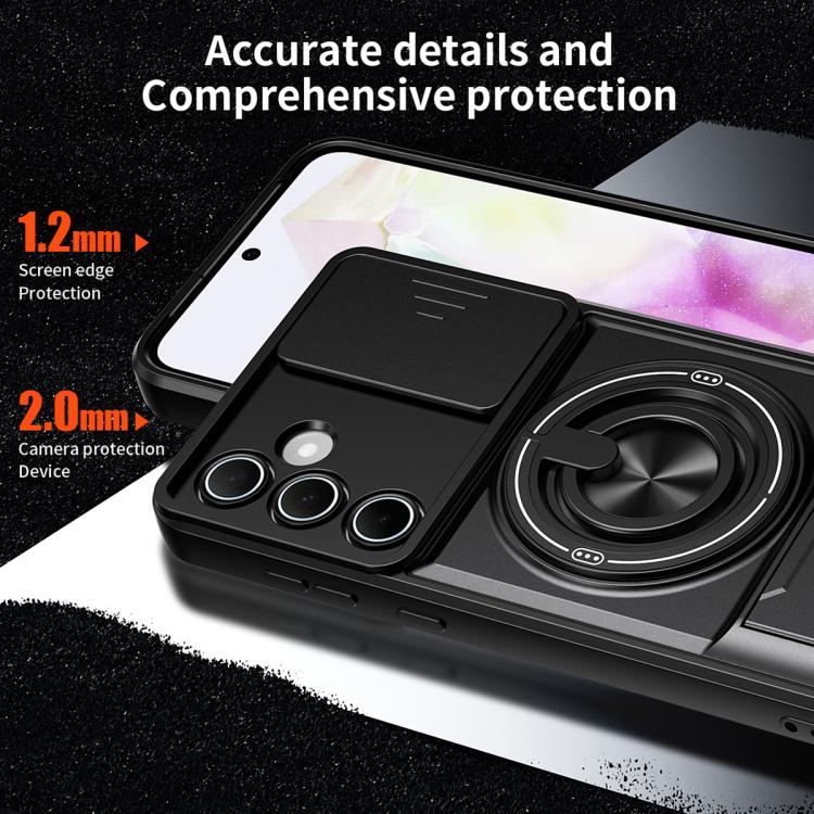 For Samsung Galaxy A55 5G Lens Sliding Window Multifunctional Magnetic Shockproof Phone Case