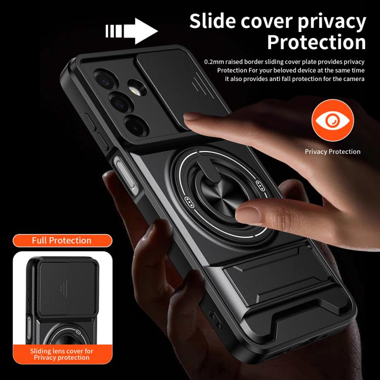 For Samsung Galaxy A26 5G Lens Sliding Window Multifunctional Magnetic Shockproof Phone Case